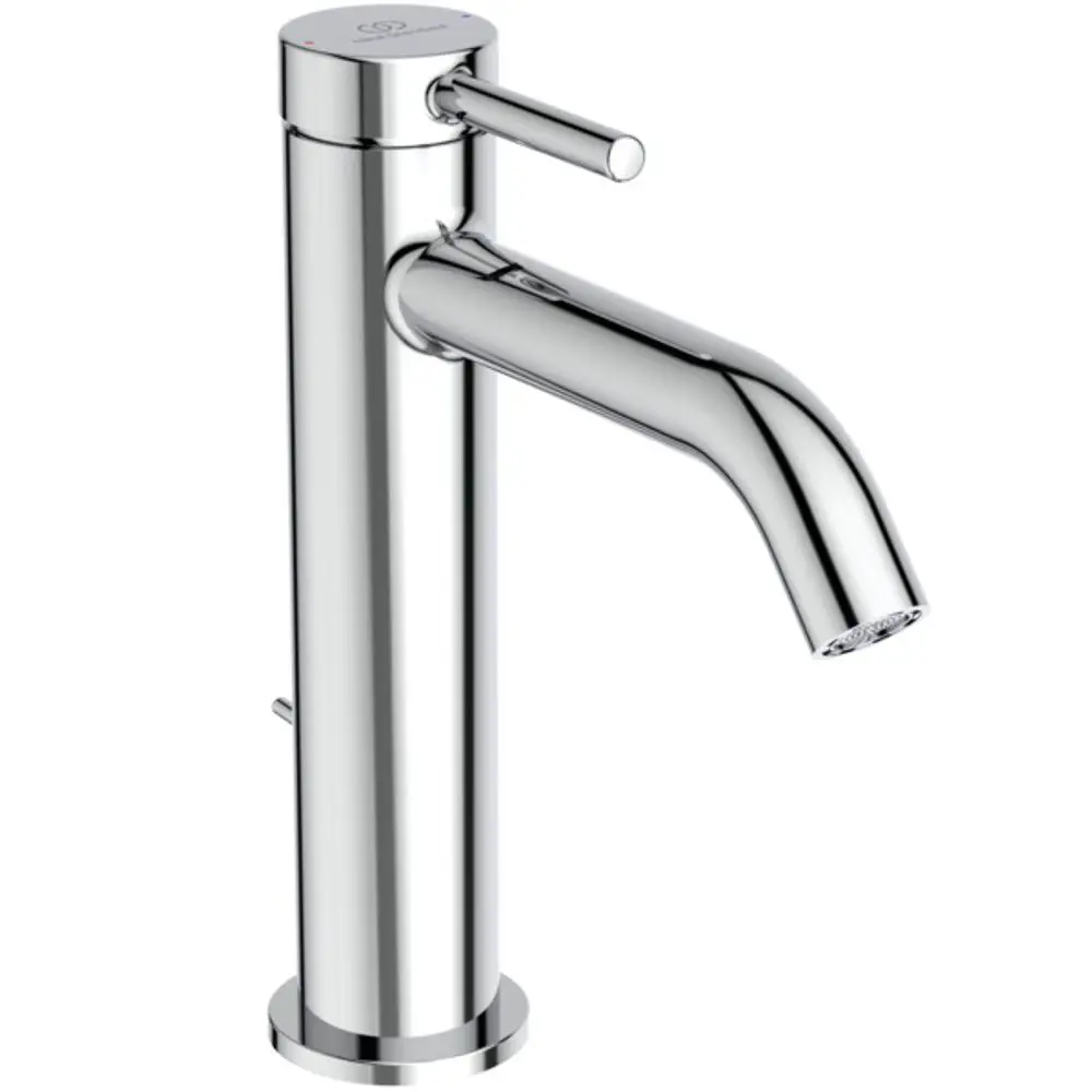 Chromene Armatur von Ideal Standard mit einem schlichten Design und einem ergonomischen Hebel zum Regulieren des Wasserflusses. Ideal für moderne Badezimmer.